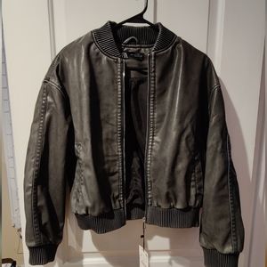 Zara Faux Leather Bomber Jacket